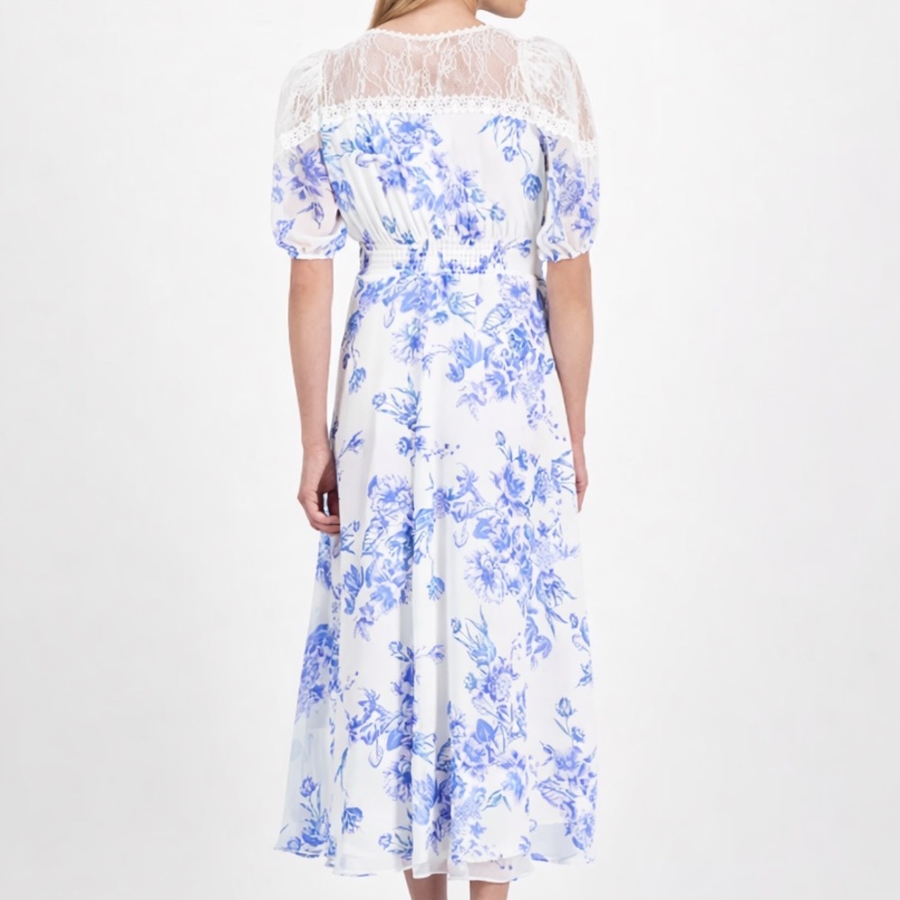 🆕🦋Taylor Blue&White Floral Lace Maxi Dress Romantic Cottagecore Size 14 Romantic - Picture 4 of 17